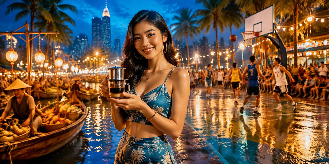 Khán giả cổ vũ bóng rổ tại quán cà phê TP Hồ Chí Minh trong không khí lễ hội sôi động