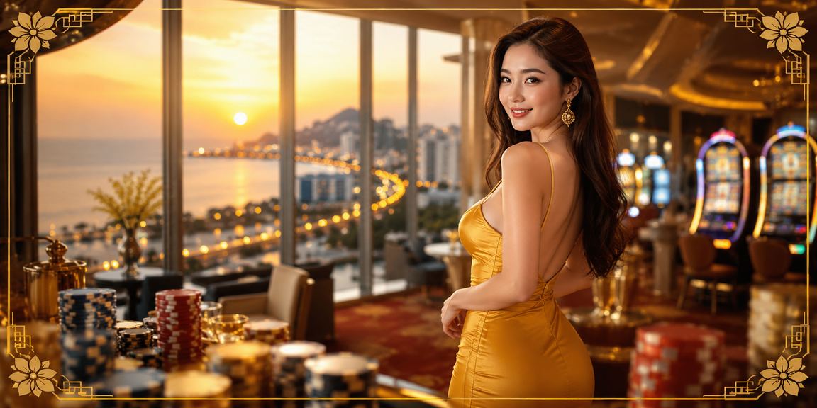 Người chơi slot game tại quán cà phê Vũng Tàu nhìn ra biển trong buổi chiều tà